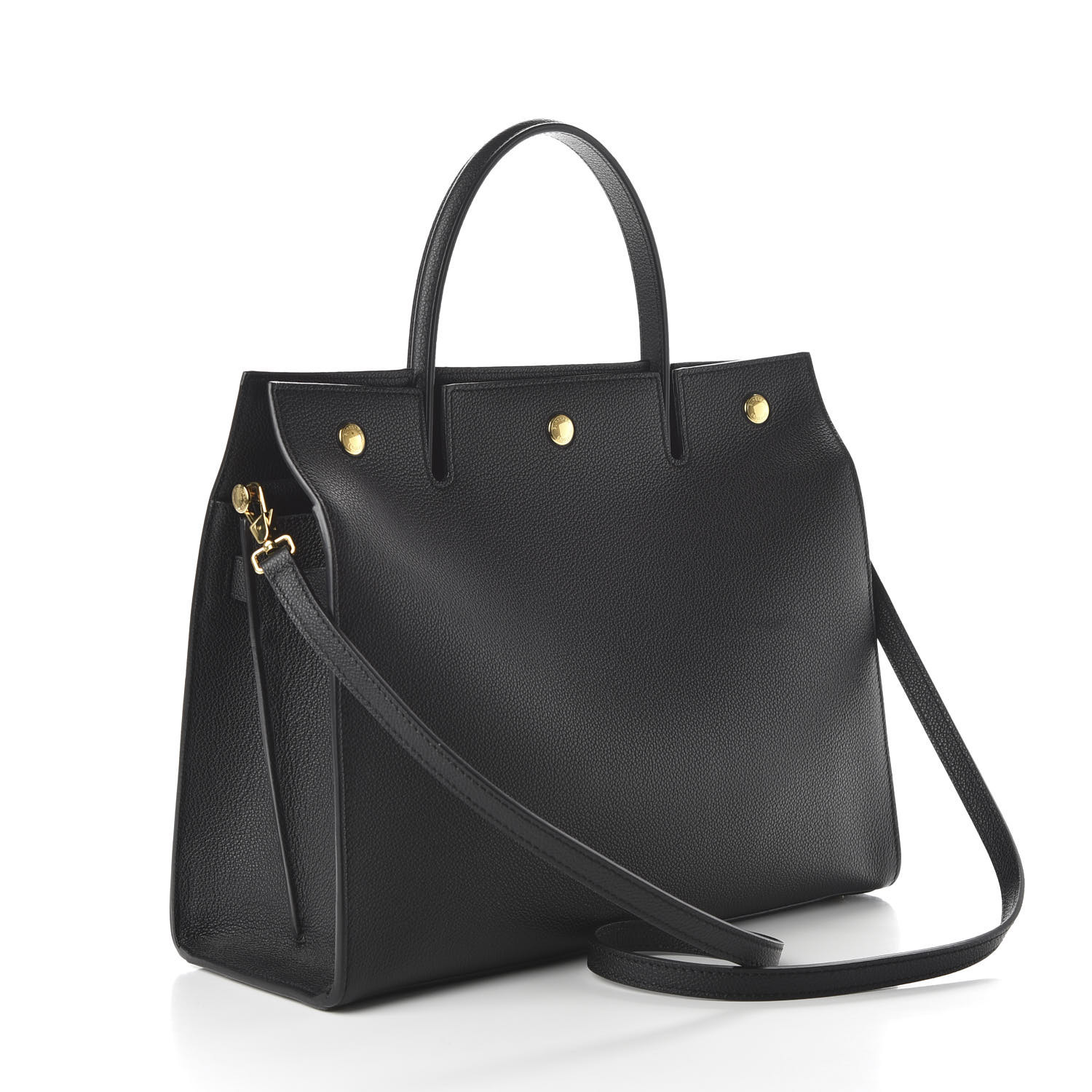 BURBERRY Grainy Calfskin Medium Title Bag Black