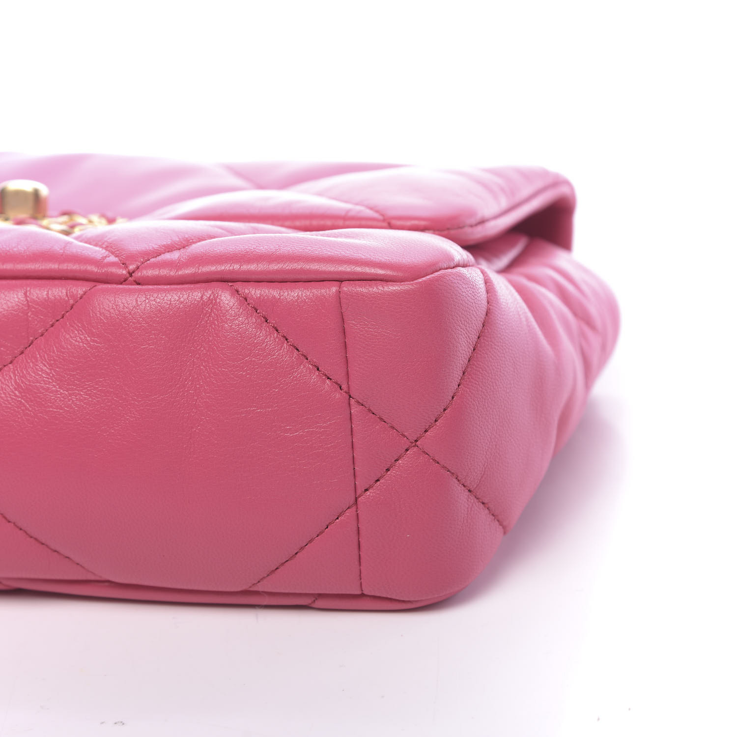 CHANEL Goatskin Quilted Medium 19 Flap Dark Pink