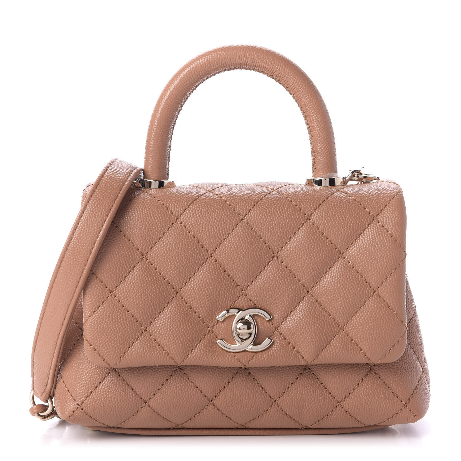 CHANEL Caviar Quilted Extra Mini Coco Handle Flap Brown