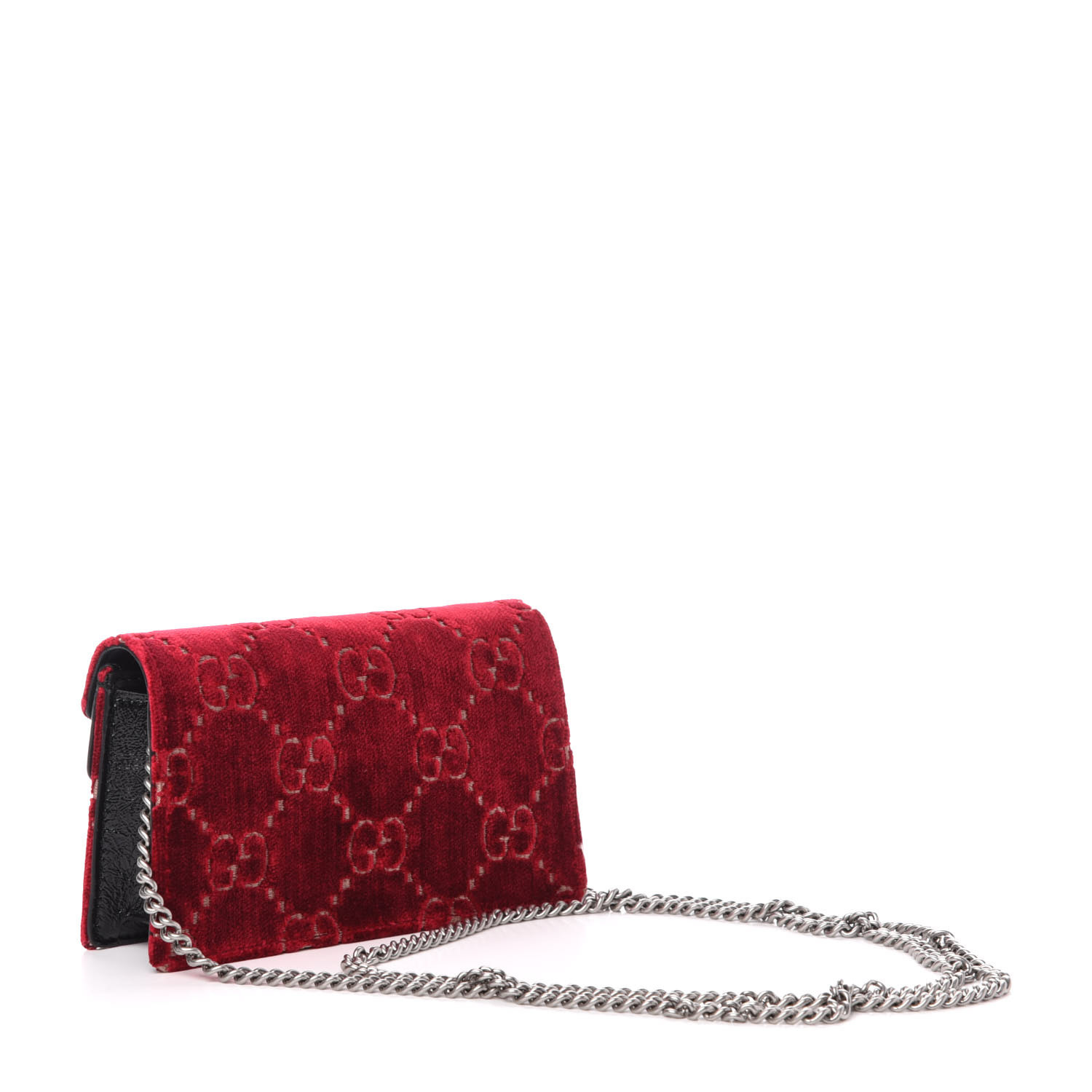 GUCCI Monogram Velvet Super Mini Dionysus Bag Red