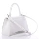 BALENCIAGA Calfskin Crocodile Embossed Small Hourglass Top Handle Bag White