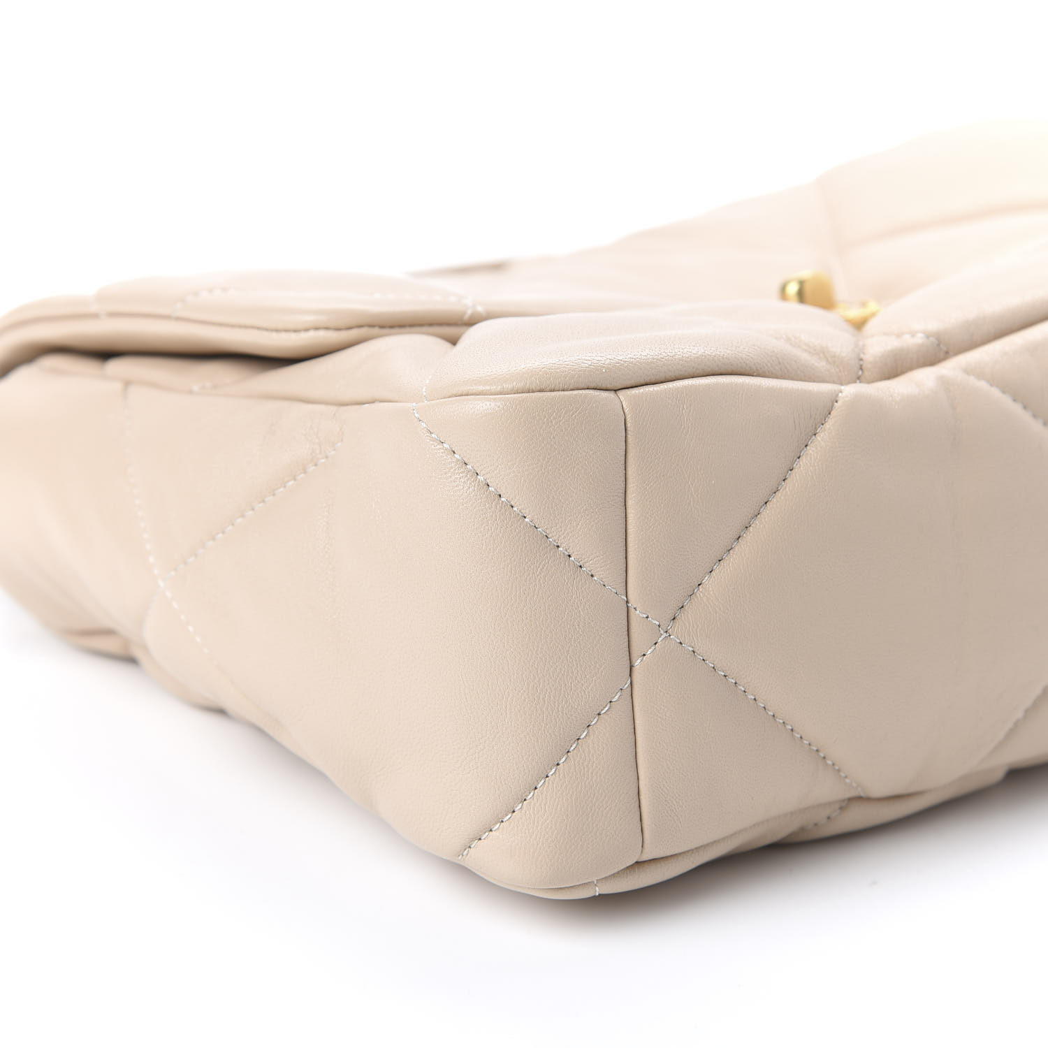 CHANEL Lambskin Quilted Large 19 Flap Beige