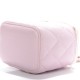 CHANEL Caviar Quilted Mini Vanity Case With Chain Light Pink