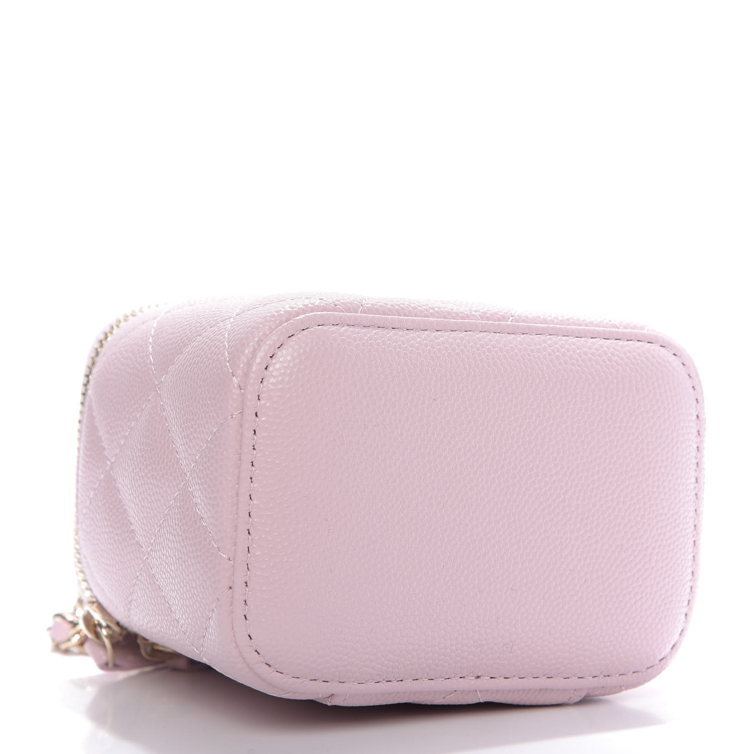 CHANEL Caviar Quilted Mini Vanity Case With Chain Light Pink