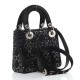 DIOR Satin Crystal Cannage Mini Lady Dior Black