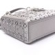 DIOR Satin Crystal Cannage Mini Lady Dior Gray