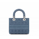 DIOR Canvas Embroidered Cannage Medium Lady D-Lite Dark blue