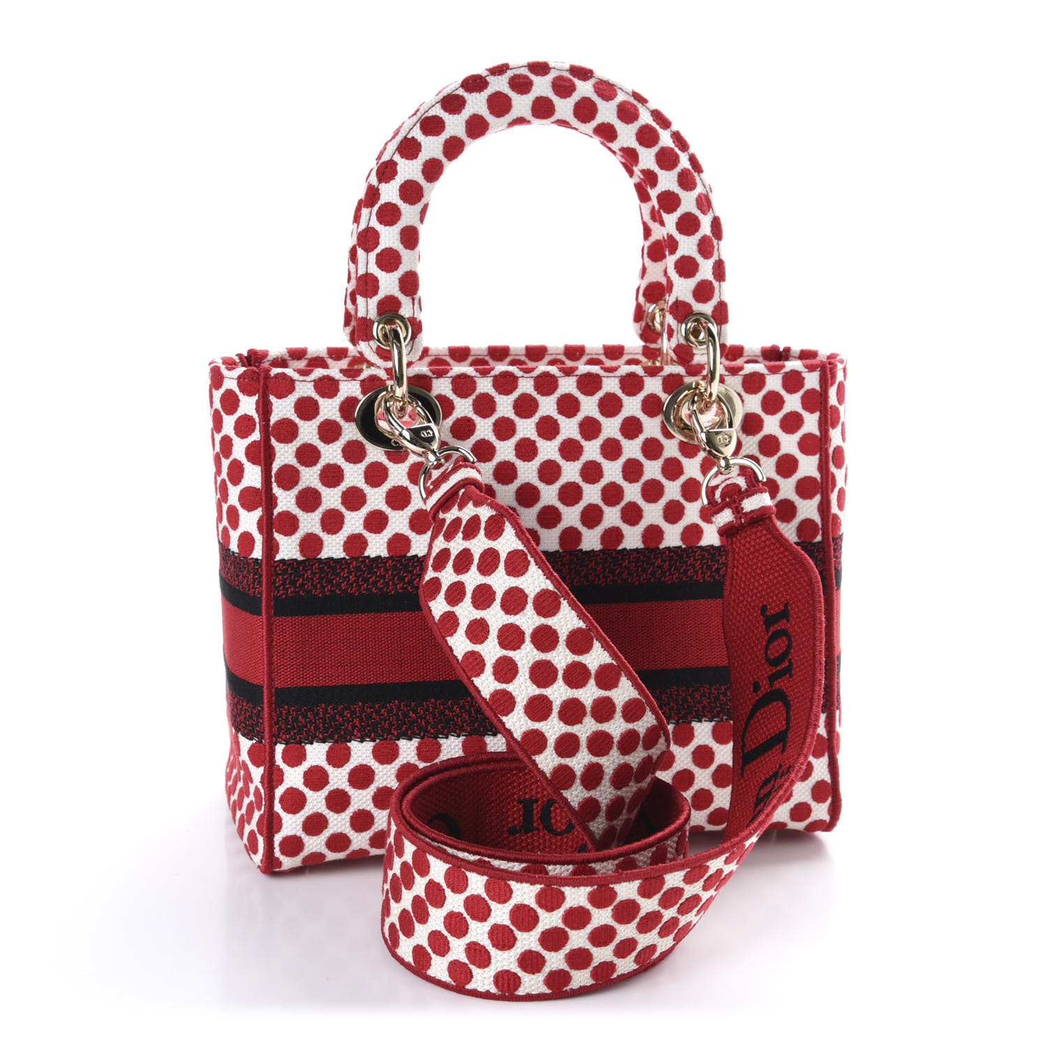 DIOR Canvas Medium DiorAmour Dots Lady D-Lite Red