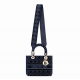 DIOR velvet series deep blue five grid Lady bag