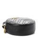 GUCCI Calfskin Matelasse Mini GG Marmont Round Shoulder Bag Black