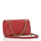 GUCCI Calfskin Matelasse Small GG Marmont Shoulder Bag Hibiscus Red