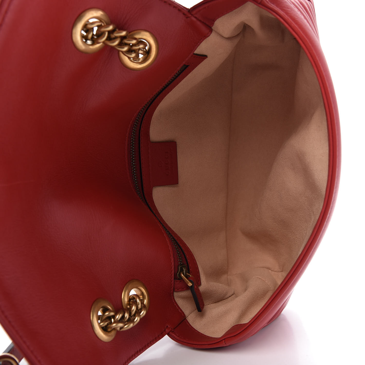 GUCCI Calfskin Matelasse Small GG Marmont Shoulder Bag Hibiscus Red