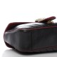 GUCCI 1Vintage Effect Calfskin Matelasse Small GG Marmont Shoulder Bag Black Hibiscus Red