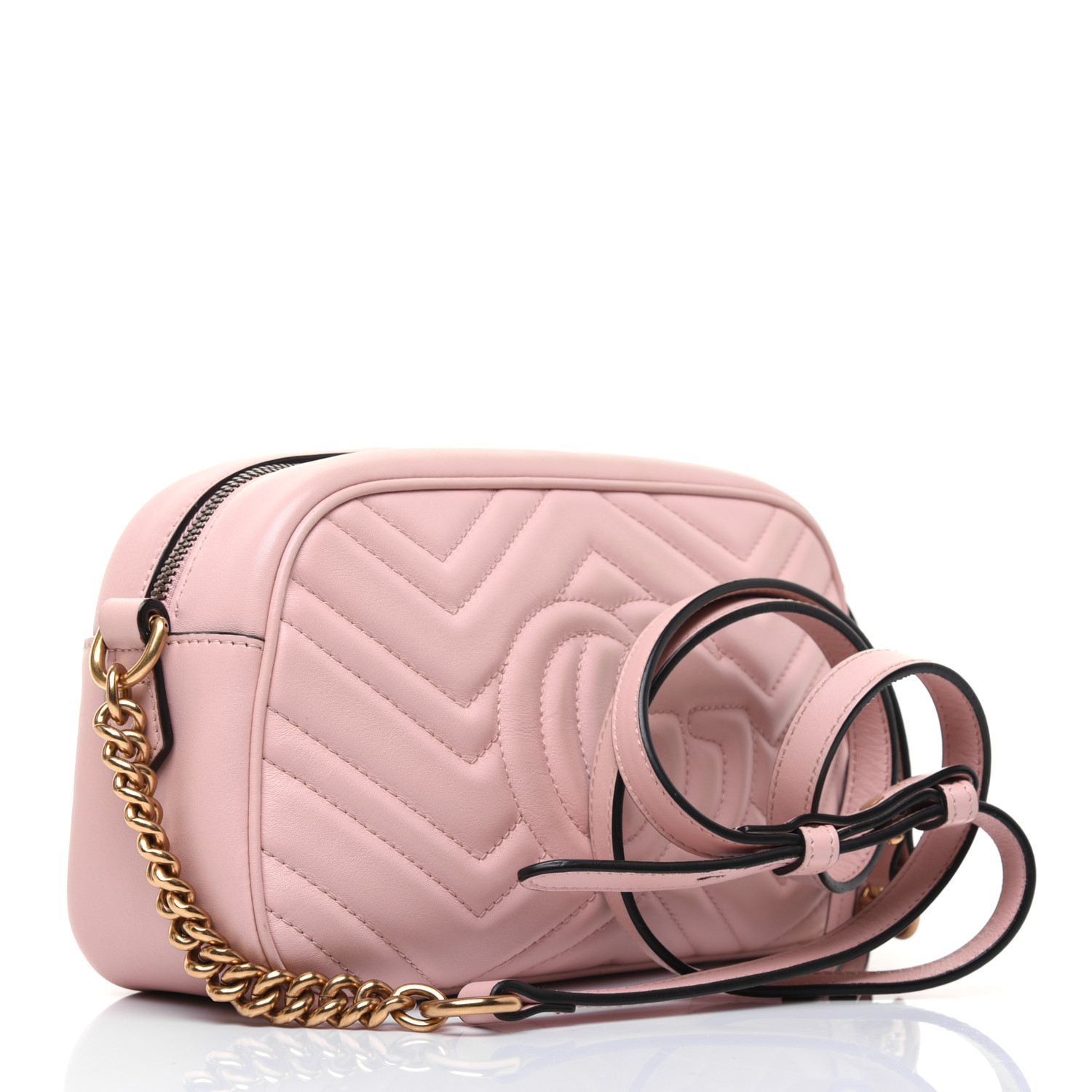 GUCCI 1Calfskin Matelasse Small GG Marmont Bag Pink