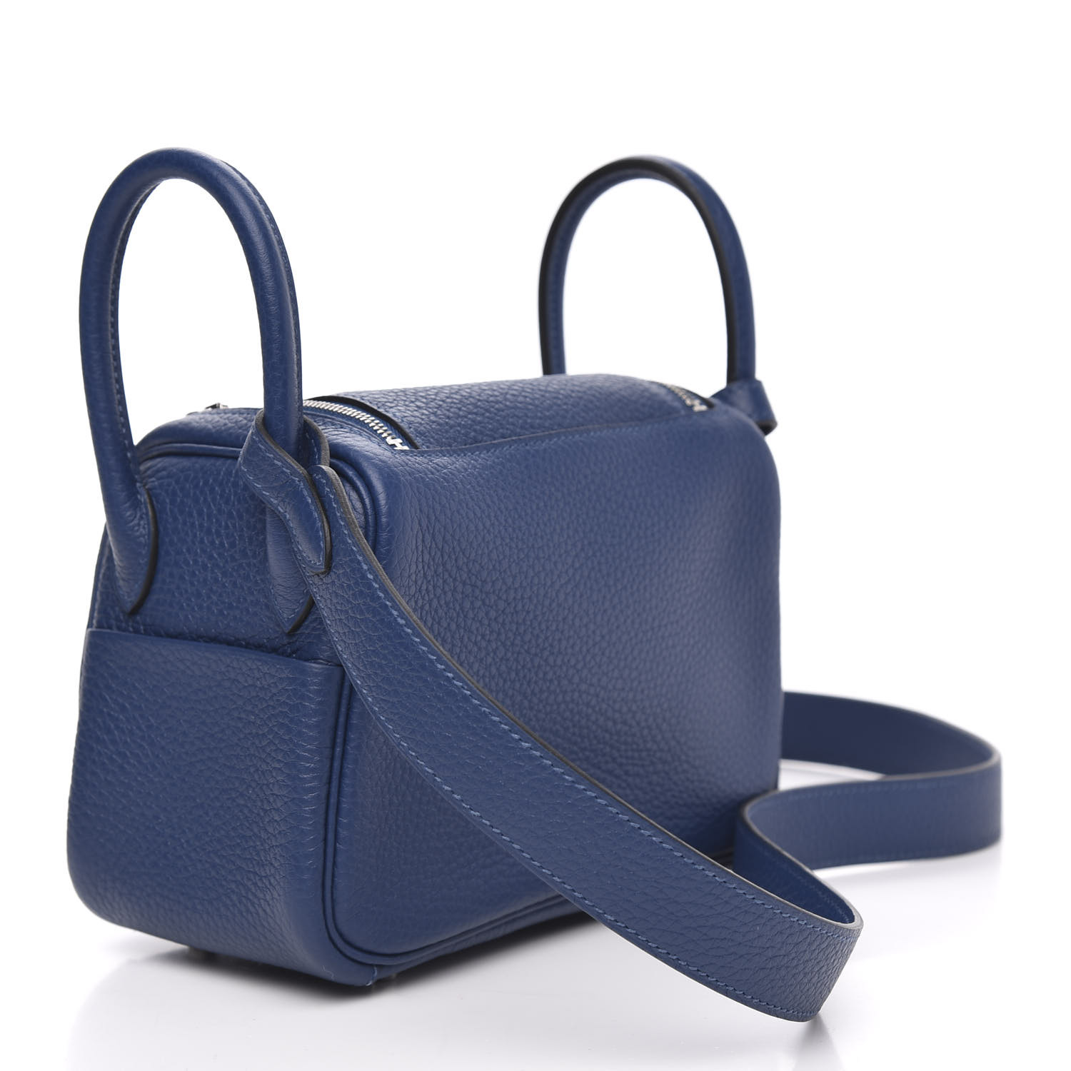 HERMES Taurillon Clemence Mini Lindy 20 Deep Bleu