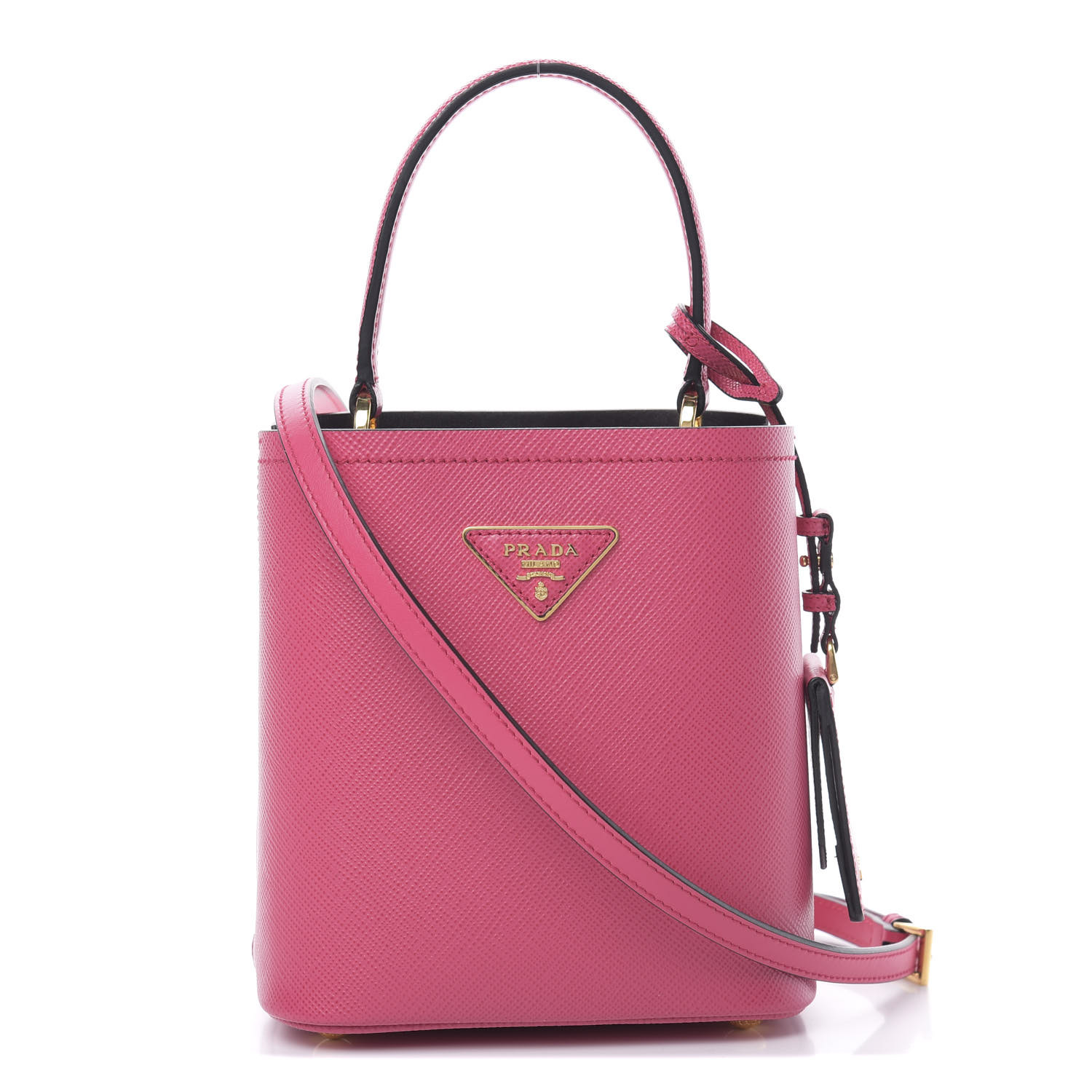 PRADA Saffiano Cuir Small Panier Bucket Bag Magenta