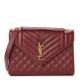 YSL Grain De Poudre Textured Mixed Matelasse Triquilt Medium Monogram Satchel Oxblood