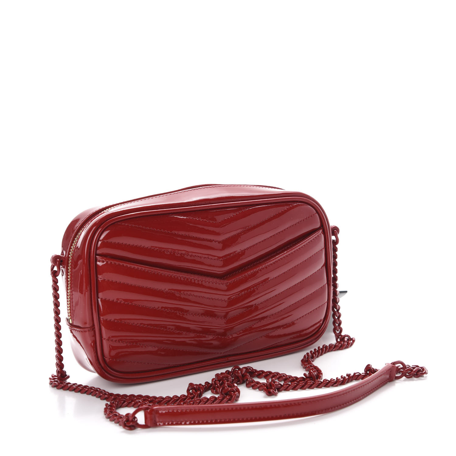 YSL Patent Calfskin Matelasse Monogram Mini Lou Camera Bag Eros Red