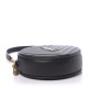 YSL Grain De Poudre Matelasse Chevron Quilted Round Vinyle Camera Bag Black